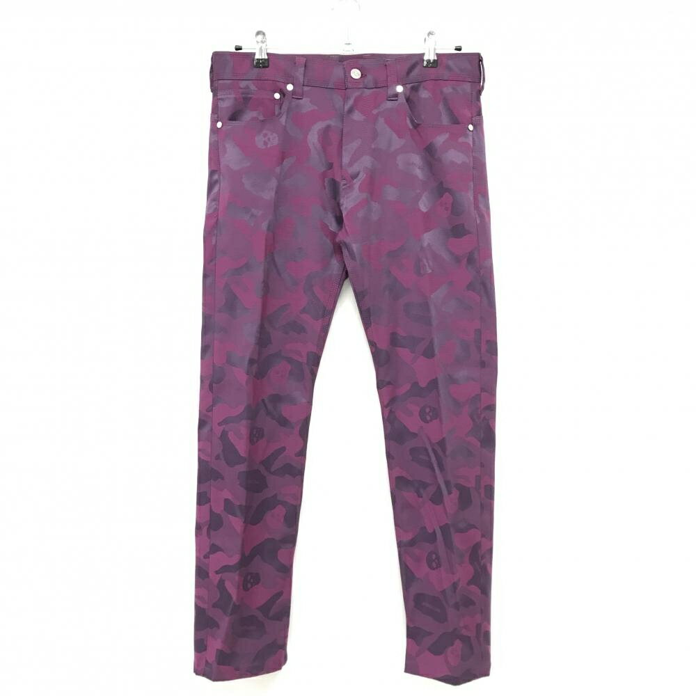 【美品】マークアンドロナ パンツ パープル カモフラ 迷彩 スカル メンズ ゴルフウェア MARK＆LONA