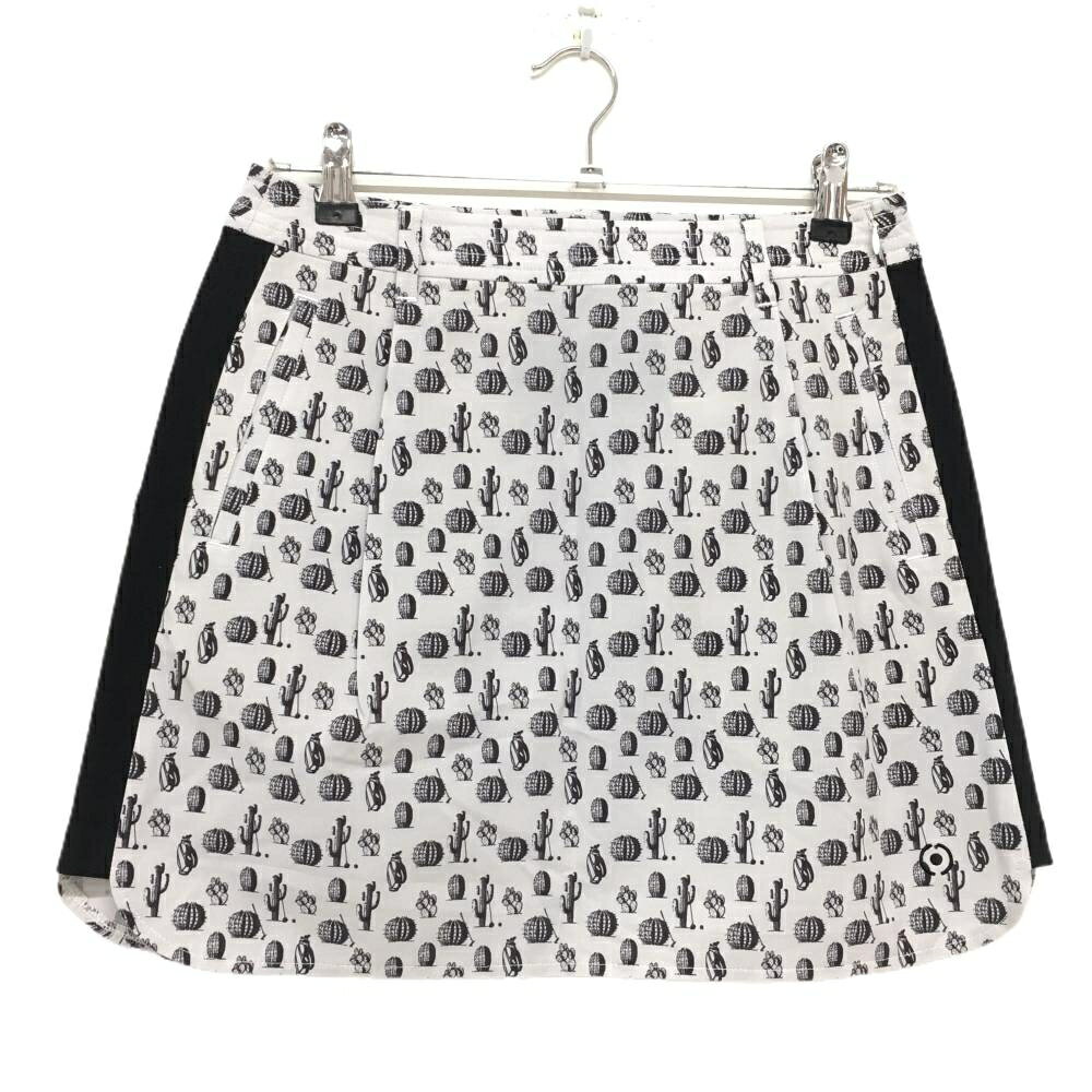 【超美品】ピン スカート ライトグレー×黒 サボテン柄 薄手 バックロゴ レディース M ゴルフウェア PING