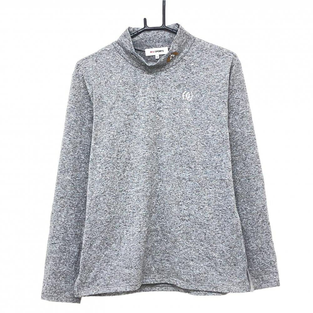 【超美品】MUスポーツ 長袖ハイネックシャツ 杢グレー 犬刺しゅう レディース 44(X...