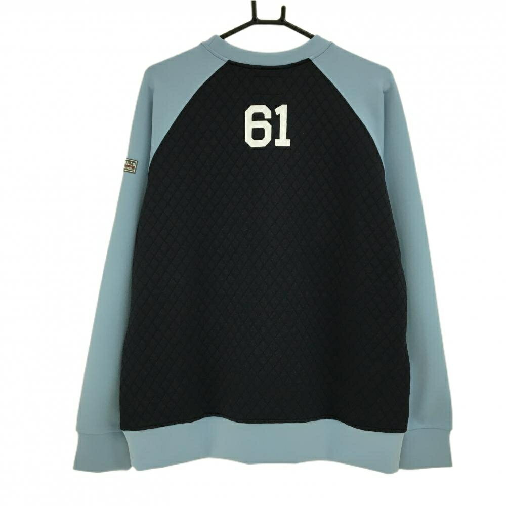 【新品】ラフアンドスウェル トレーナー ライトブルー×ネイビー 身頃キルティング風 メンズ L ゴルフウェア 2024年モデル rough＆swell