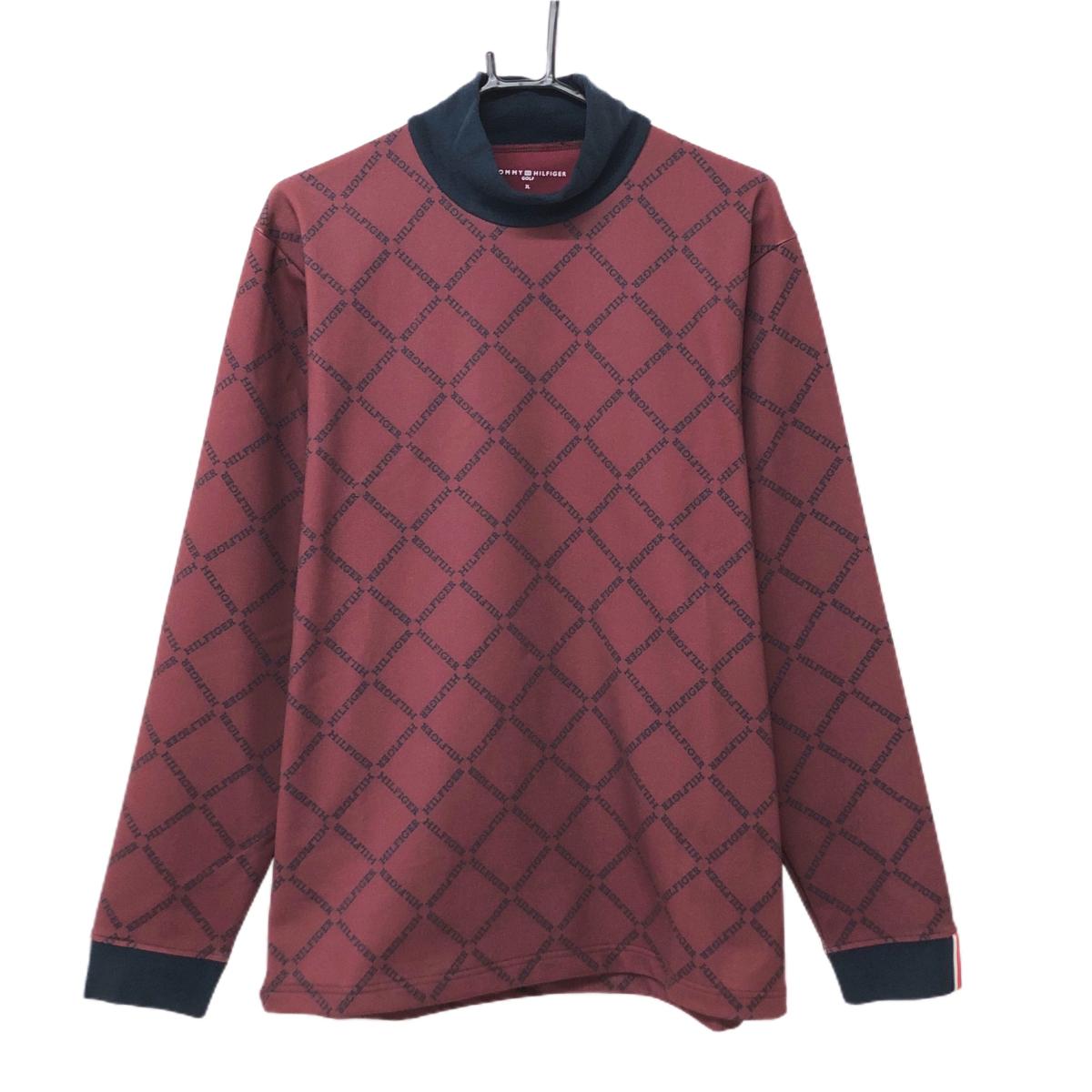 Shirts - [クーポン対象品]【新品】トミーヒルフィガー 長袖ハイネックシャツ ボルドー×ネイビー ロゴ総柄 メンズ 3L ゴルフウェア Tommy Hilfiger Golf