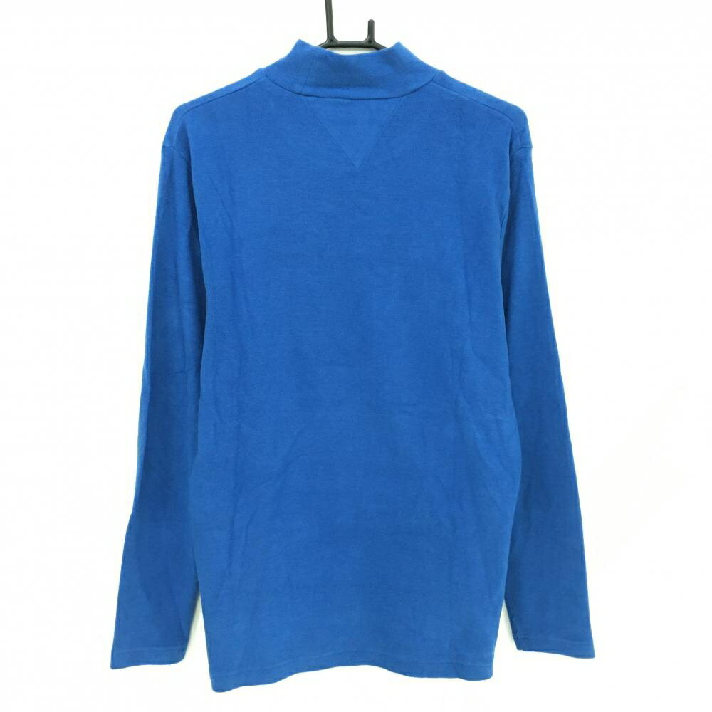 【美品】トミーヒルフィガー 長袖ハイネックシャツ ブルー×白 微起毛 メンズ XL ゴルフウェア Tommy Hilfiger Golf