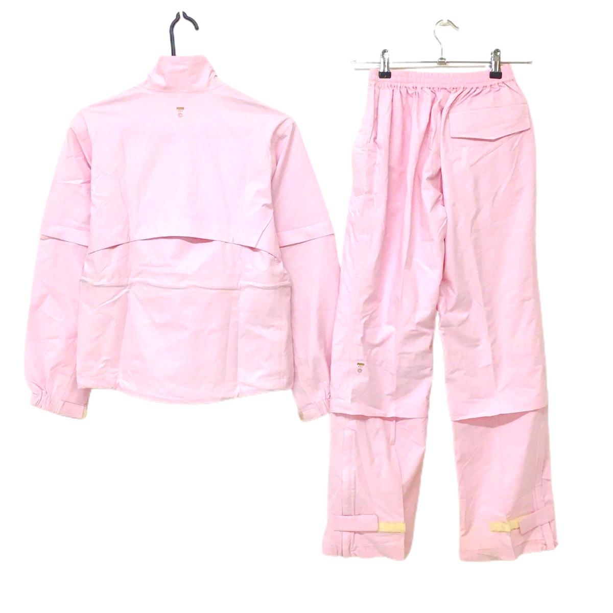 プーマ レインウェア(2WAYジャケット×パンツ) ライトピンク 袖着脱可 裏地メッシュ 収納袋付 レディース S ゴルフウェア PUMA