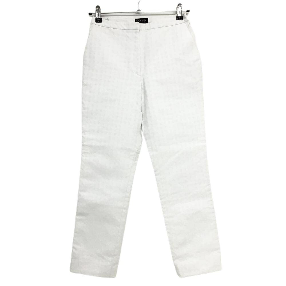 【美品】ランバンコレクション パンツ 白 地模様 裏地付き メンズ 36(S) ゴルフウェア LANVIN SPORT