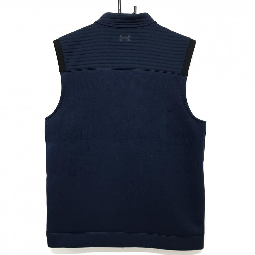 【超美品】アンダーアーマー ジップベスト ネイビー ピンドット風 肩異素材 メンズ XL ゴルフウェア UNDER ARMOUR