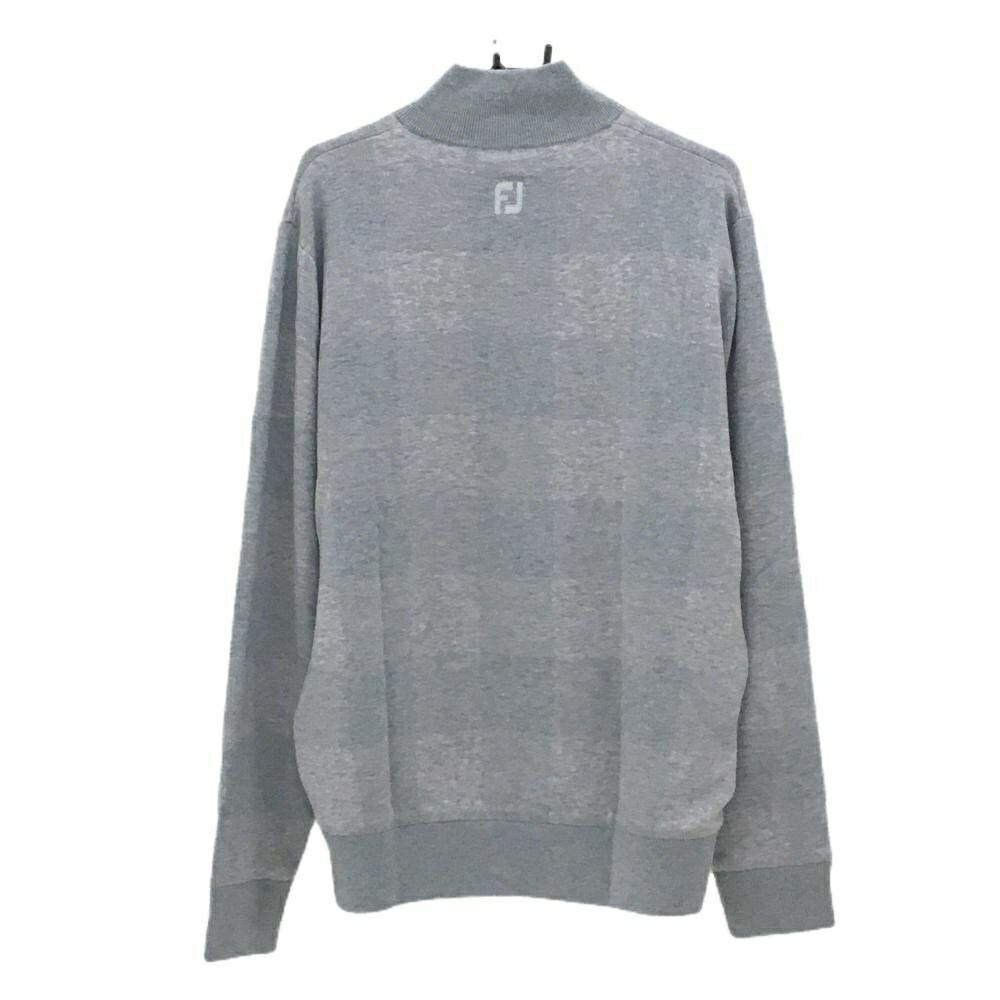 【超美品】フットジョイ 裏地付セーター グレー ハーフジップ ブロックチェック メンズ 2XL ゴルフウェア 大きいサイズ FootJoy