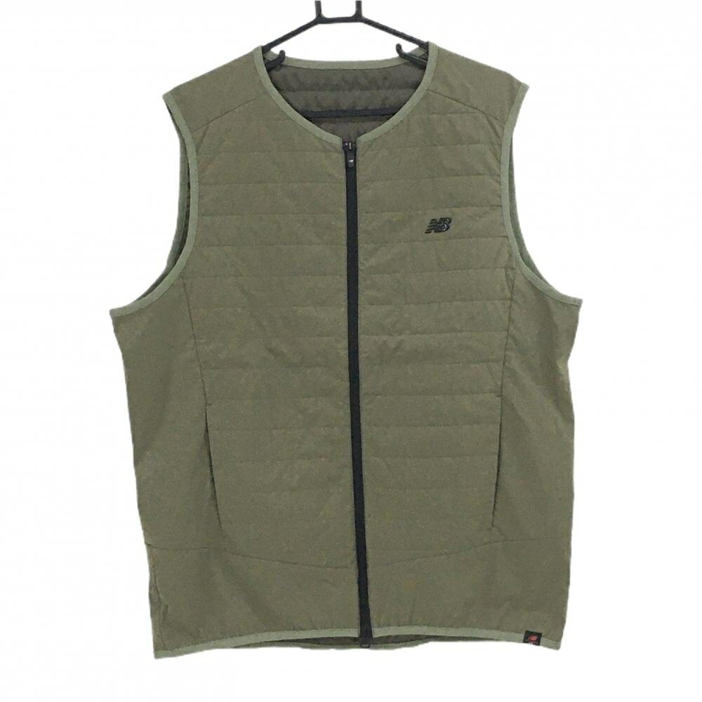 【超美品】ニューバランス 中綿ベスト カーキ 薄手 メンズ 7(2XL) ゴルフウェア 大きいサイズ New Balance