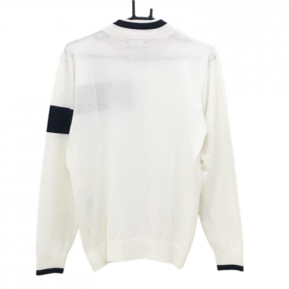 マンシングウェア ニットジャケット 白×ネイビー ワッペン複数 メンズ M ゴルフウェア Munsingwear