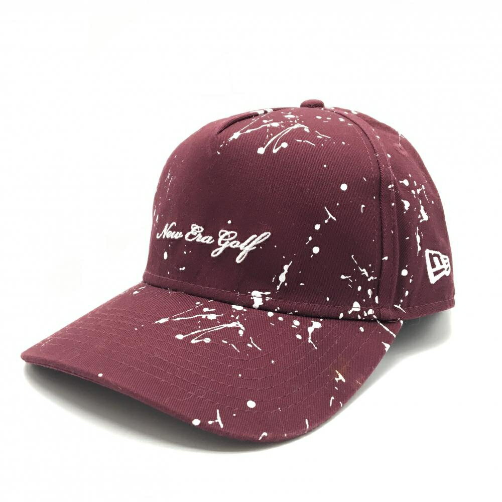 【超美品】ニューエラ キャップ ボルドー×白 ペイント柄 ロゴ ゴルフウェア New Era