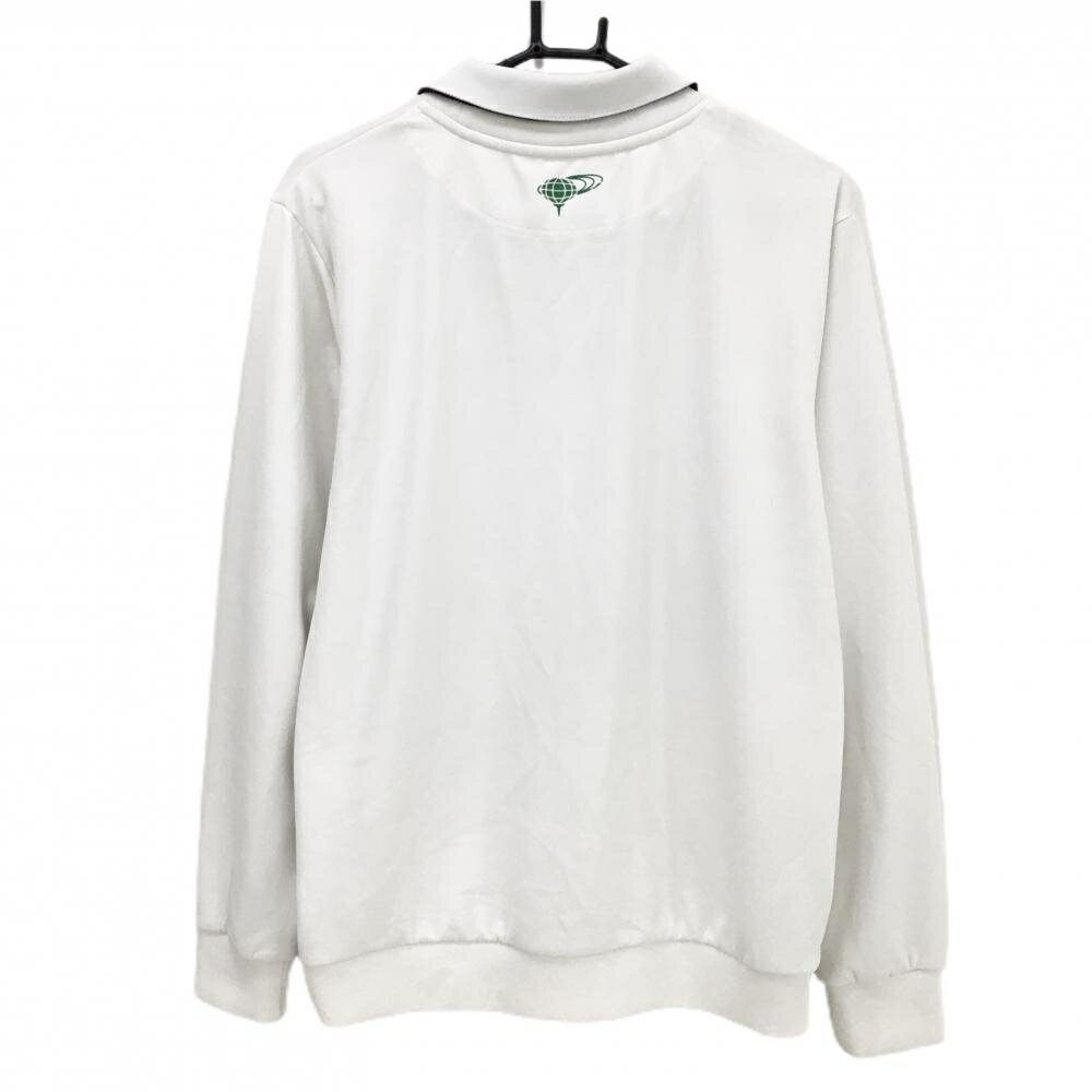 【ポイント10倍！楽天スーパーセール期間限定】【美品】ビームスゴルフ 襟付トレーナー 白×グリーン ダンボールニット 襟裏ロゴ メンズ M ゴルフウェア BEAMS GOLF