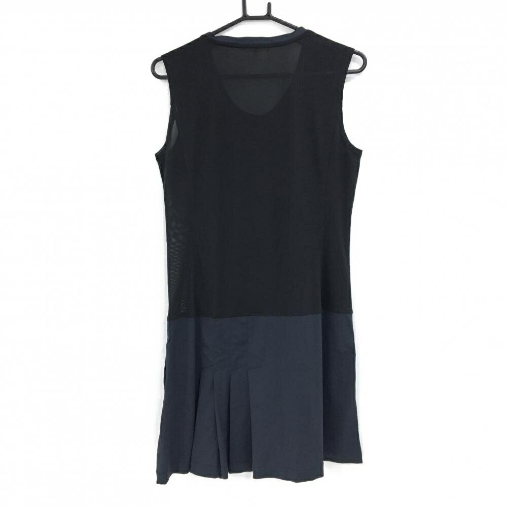 【超美品】MUスポーツ インナーノースリーブワンピース 黒×ネイビー 上部メッシュ レディース 44(XL) ゴルフウェア M・U SPORTS