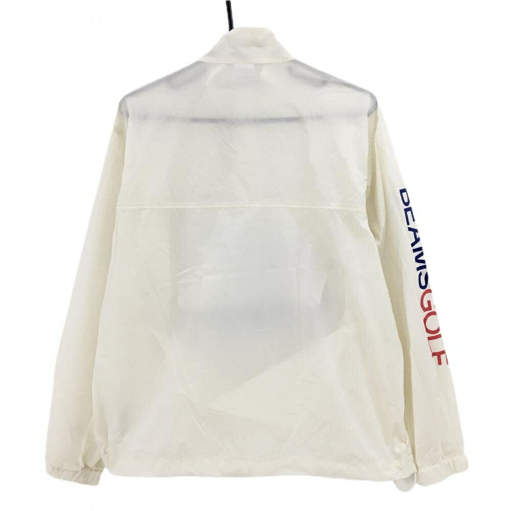 【ポイント10倍！楽天スーパーセール期間限定】【超美品】チャンピオン×ビームスゴルフ ナイロンブルゾン アイボリー ハーフジップ ビッグロゴ メンズ MEDIUM ゴルフウェア Champion