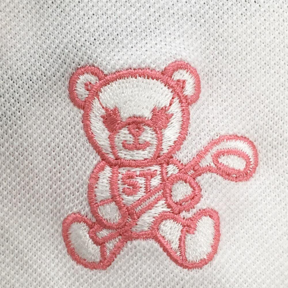 【美品】サマンサタバサUNDER25 長袖シャツ 白×ピンク ベア刺しゅう レディース M ゴルフウェア Samantha Thavasa