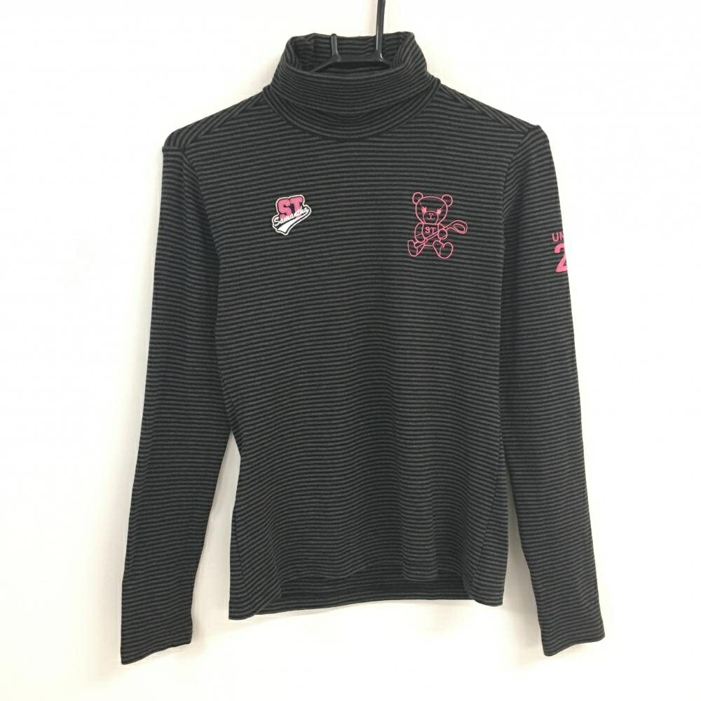 Rakuten - 【美品】サマンサタバサUNDER25 長袖タートルネックシャツ ダークグレー×黒 ボーダー レディース M ゴルフウェア Samantha Thavasa
