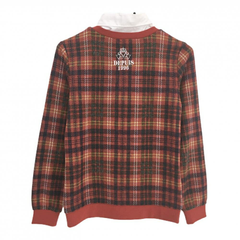 23区ゴルフ 襟付トレーナー レッド×白 チェック 微起毛 襟着脱可 レディース I(M) ゴルフウェア 23区