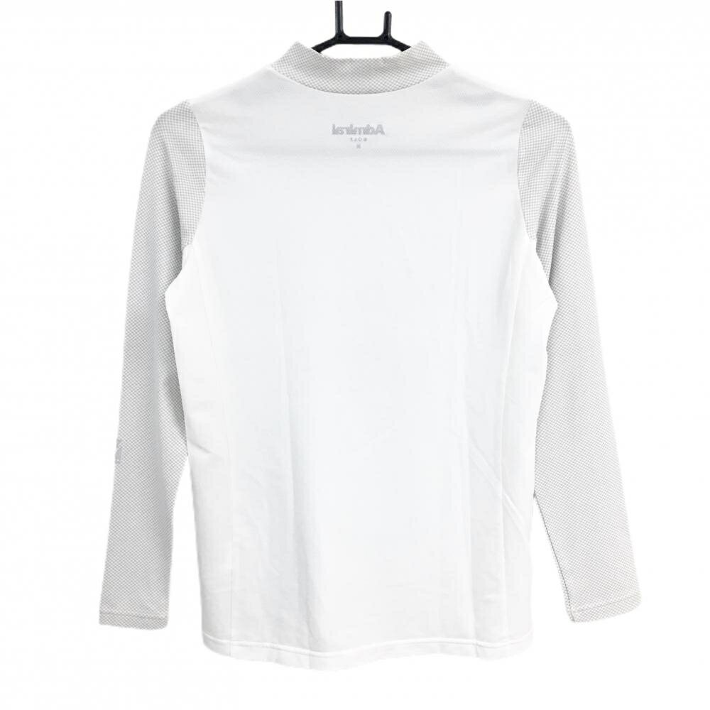 【超美品】アドミラル ハイネックインナーシャツ ライトグレー×白 ブロックチェック ネックロゴ レディース M ゴルフウェア Admiral