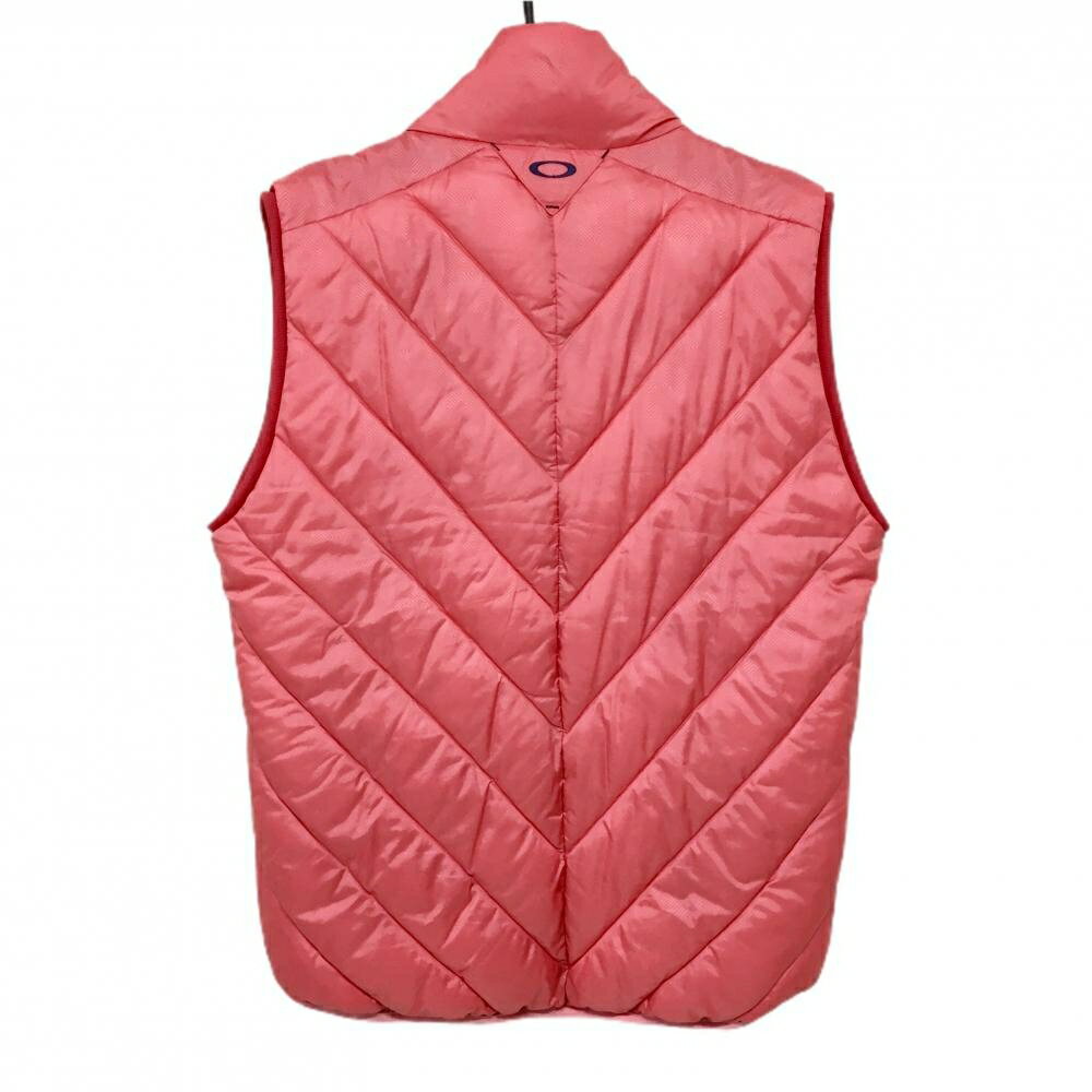 【超美品】オークリー 中綿ベスト ピンク×レッドピンク 総柄地模様 ロゴ刺しゅう メンズ 2XL ゴルフウェア 大きいサイズ Oakley