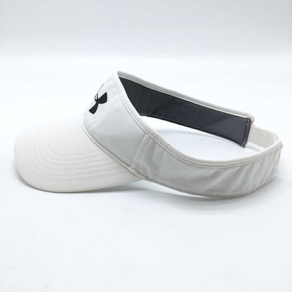 【美品】アンダーアーマー サンバイザー 白×黒 フロントロゴ OSFA ゴルフウェア UNDER ARMOUR