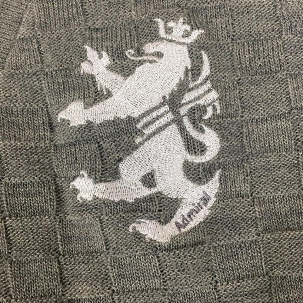 【超美品】アドミラル ニットベスト グレー ブロック総柄地模様 Vネック レディース M ゴルフウェア Admiral