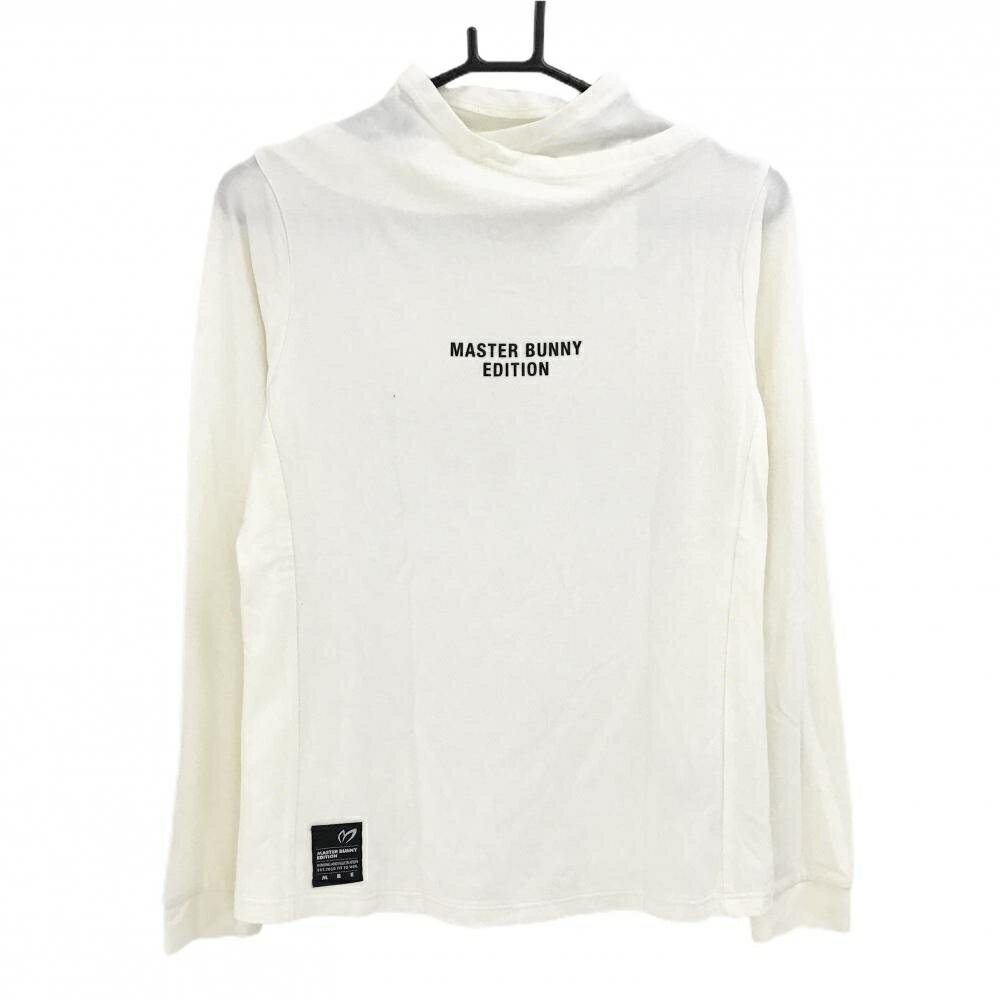 【新品】マスターバニー 長袖ハイネックシャツ 白×黒 表微起毛 フロントロゴ レディース 1(M) ゴルフウェア MASTER BUNNY EDITION