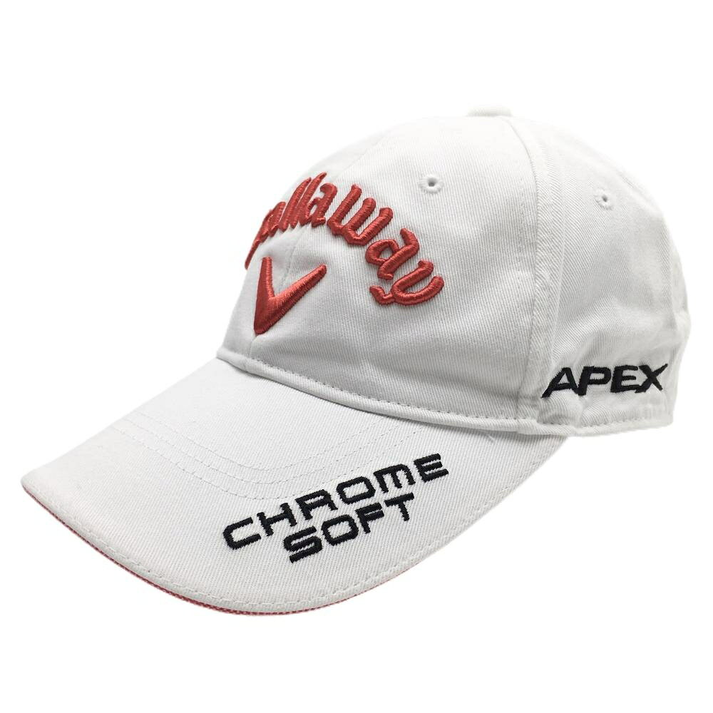 【美品】キャロウェイ キャップ 白×レッド 立体ロゴ刺しゅう ODYSSEY FR ゴルフウェア Callaway