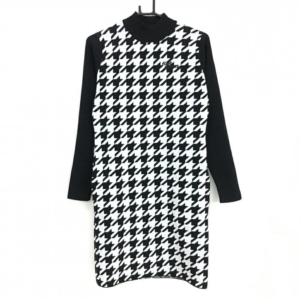 [クーポン対象品]【美品】キスオンザグリーン ハイネックニットワンピース 黒×白 ...