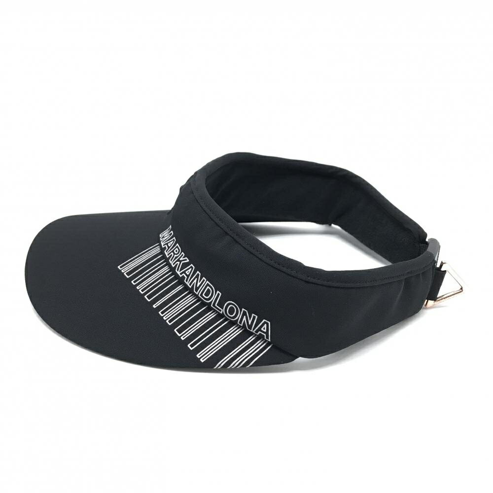 【超美品】マークアンドロナ つば広サンバイザー 黒×白 ロゴ マグネット式ベルト レディース FREE ゴルフウェア 2024年モデル MARK＆LONA