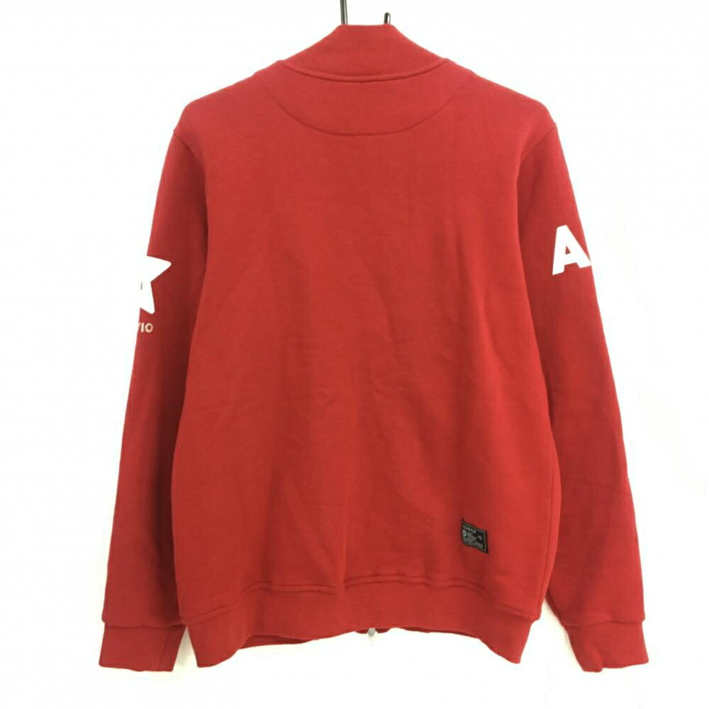 【美品】アルチビオ ジャケットブルゾン レッド×白 ビッグロゴ 裏起毛 メンズ 48(L) ゴルフウェア archivio