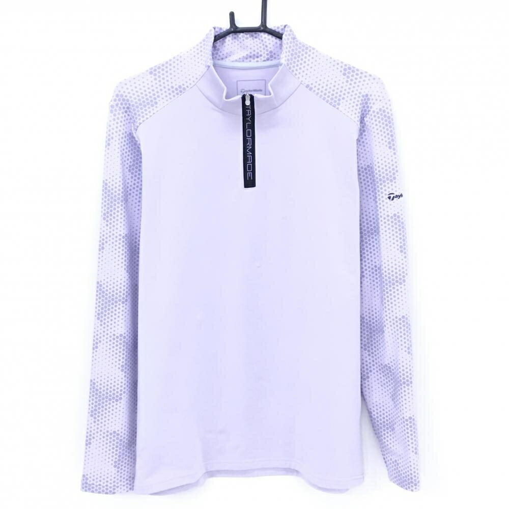 【美品】テーラーメイド 長袖ハイネックシャツ ライトパープル 一部柄 ハーフジップ メンズ M ゴルフウェア TaylorMade