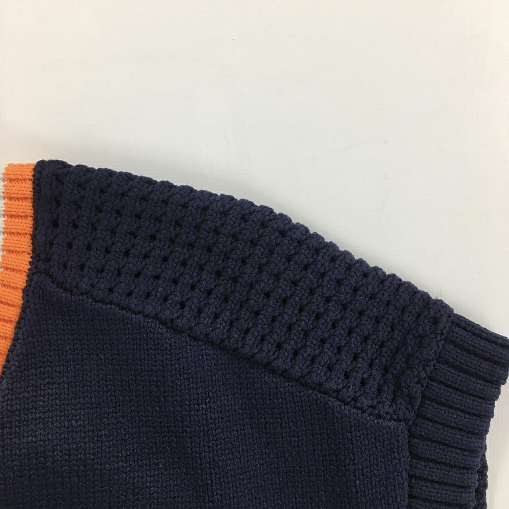 【美品】ニューバランスゴルフ ニットベスト ネイビー×オレンジ Vネック 肩透かし...