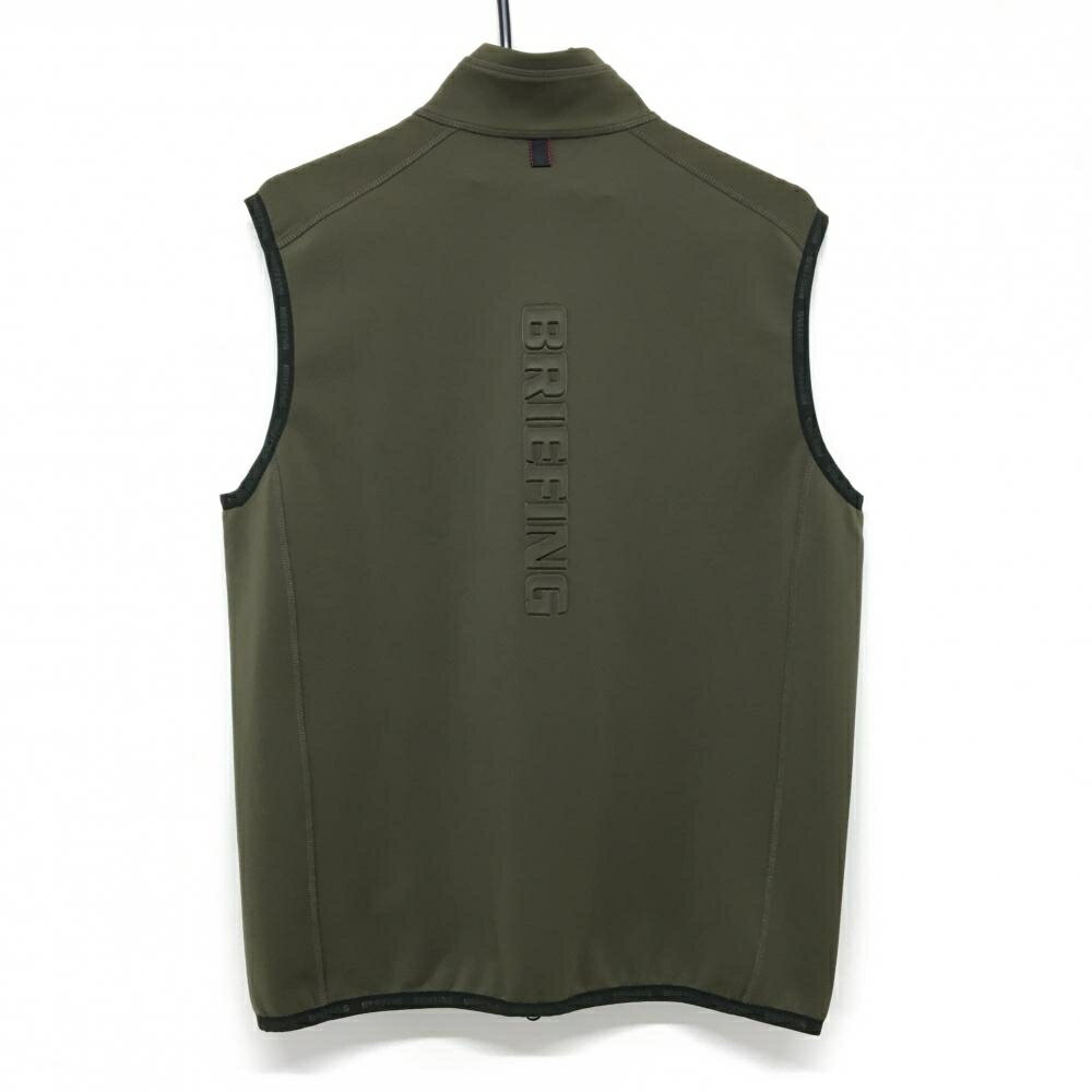 【超美品】ブリーフィング アウターベスト カーキ 背面立体ロゴ ダブルジップ メンズ L ゴルフウェア BRIEFING