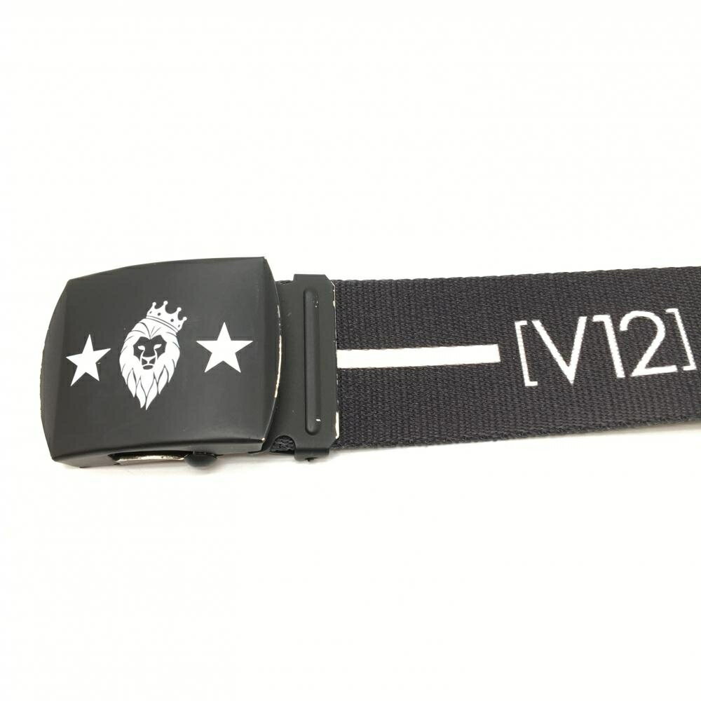 【美品】V12 ガチャベルト 黒×白 ロゴ バックル黒 メンズ ゴルフウェア V12