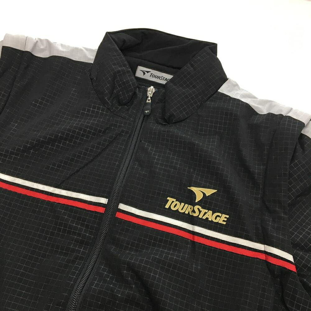 【超美品】ツアーステージ 2WAY中綿ジャケット 黒×グレー 格子柄地模様 ロゴ刺しゅ...