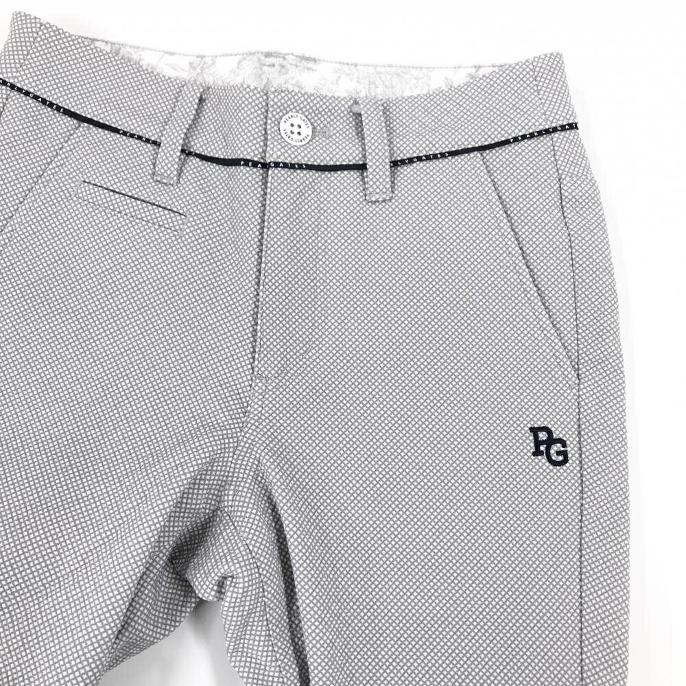 【新品】パーリーゲイツ パンツ 白×グレー ダイヤ柄風 ロゴライン　 レディース 00...