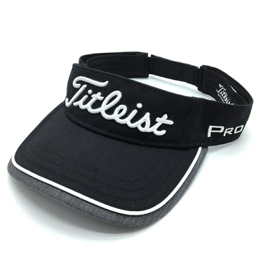 【超美品】タイトリスト サンバイザー 黒×白 立体ロゴ フットジョイ ゴルフウェア TITLEIST