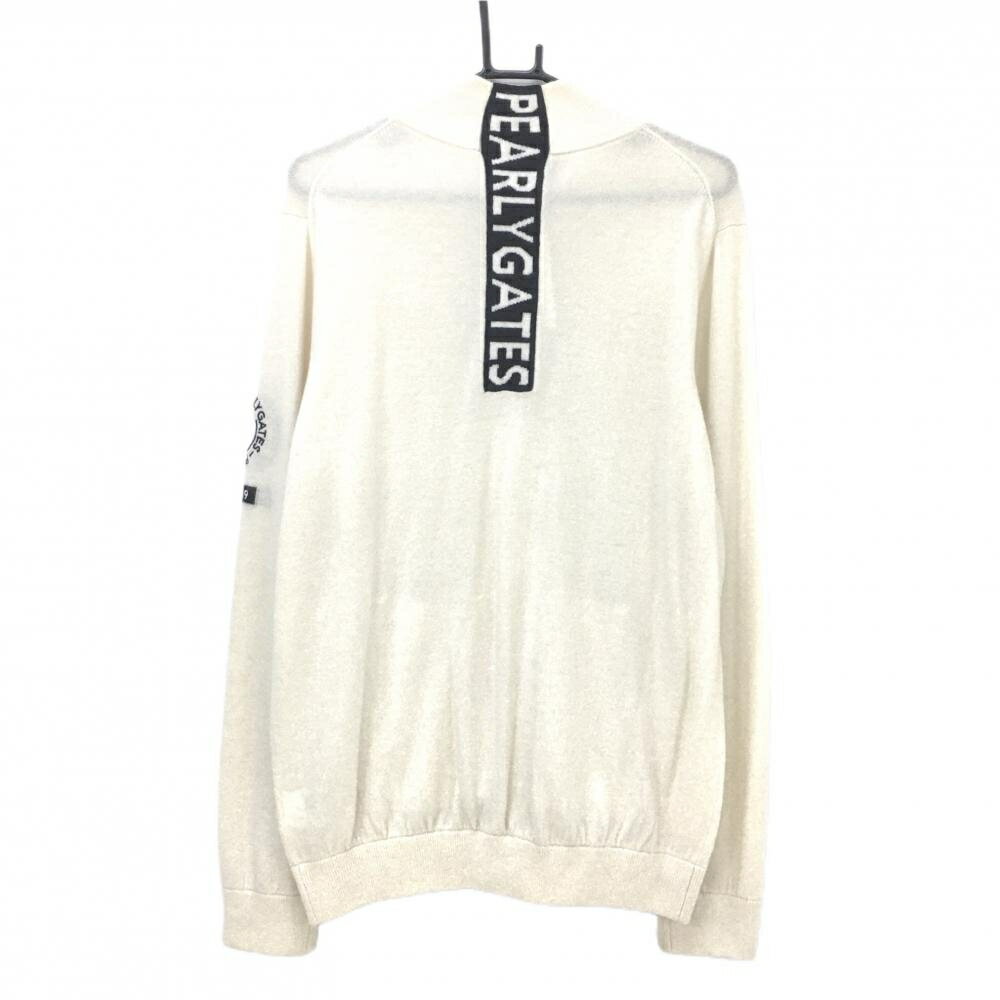 【美品】パーリーゲイツ ニットジャケット アイボリー×ダークネイビー カシミヤ100％ メンズ 6(XL) ゴルフウェア PEARLY GATES
