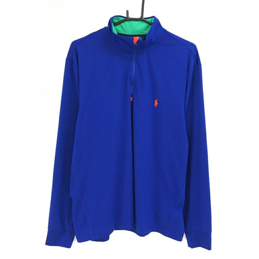 Polo Golf - 【超美品】ポロゴルフ 長袖ハイネックシャツ ブルー×オレンジ ハーフジップ 胸ロゴ メンズ LG ゴルフウェア Ralph Lauren