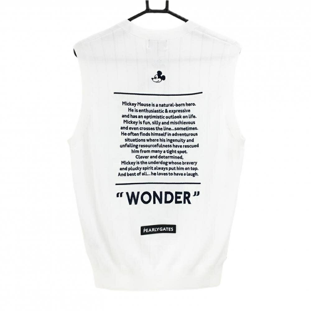 【新品】パーリーゲイツ×Disney ニットベスト 白×ネイビー ミッキー刺しゅう メンズ 5(L) ゴルフウェア PEARLY GATES