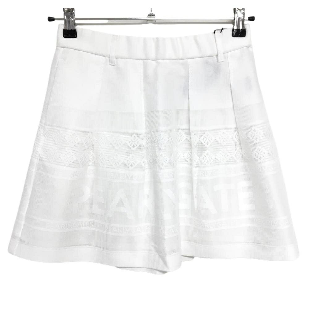 【新品】パーリーゲイツ スカート 白 表地レース 裏地付き ビッグロゴ レディース 0(S) ゴルフウェア PEARLY GATES