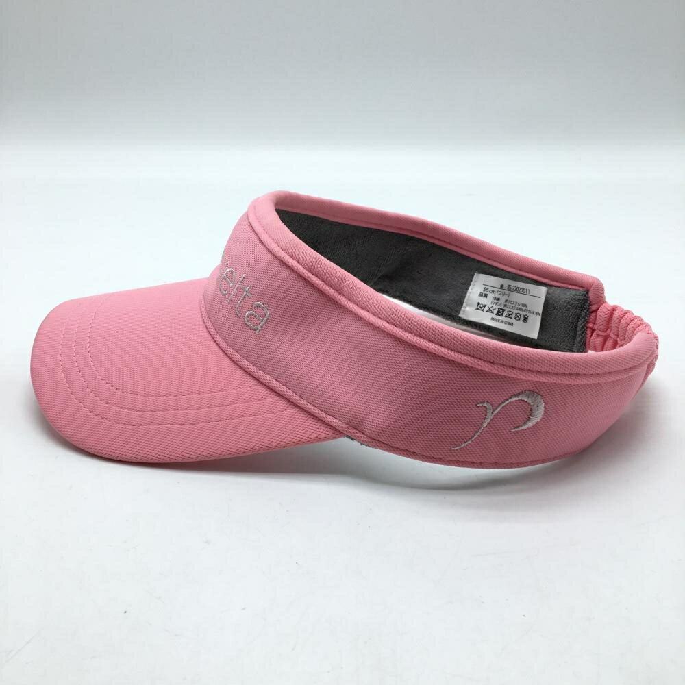 【美品】リエンダスエルタ サンバイザー ピンク ロゴ刺しゅう 56cm（フリー） ゴルフウェア rienda suelta