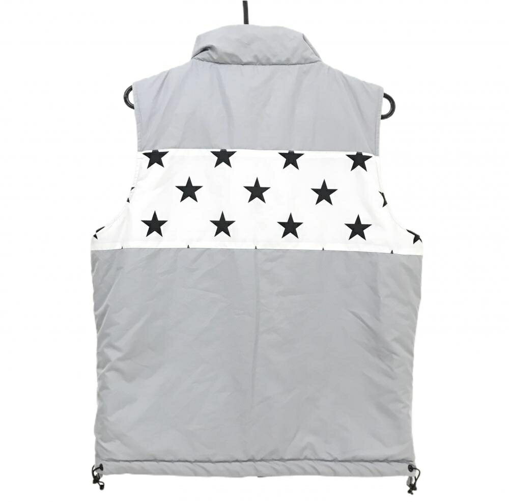 【美品】V12 中綿リバーシブルベスト グレー×白 一部星柄 片面バックロゴ メンズ M(　) ゴルフウェア V12