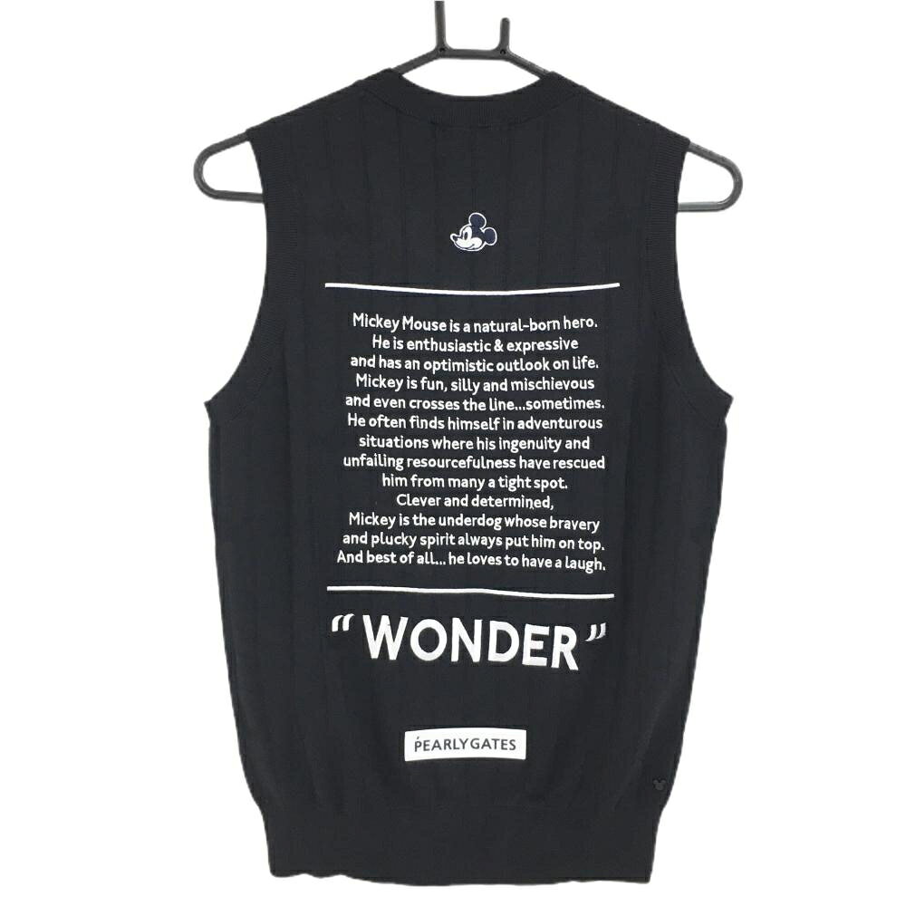 【新品】パーリーゲイツ×Disney ニットベスト ダークネイビー×白 ミッキー刺しゅう レディース 0(S) ゴルフウェア PEARLY GATES