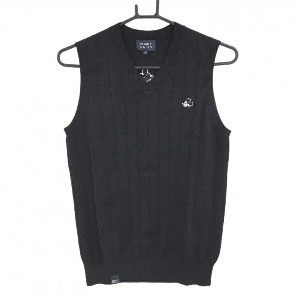 【新品】パーリーゲイツ×Disney ニットベスト ダークネイビー×白 ミッキー刺しゅう レディース 0(S) ゴ..