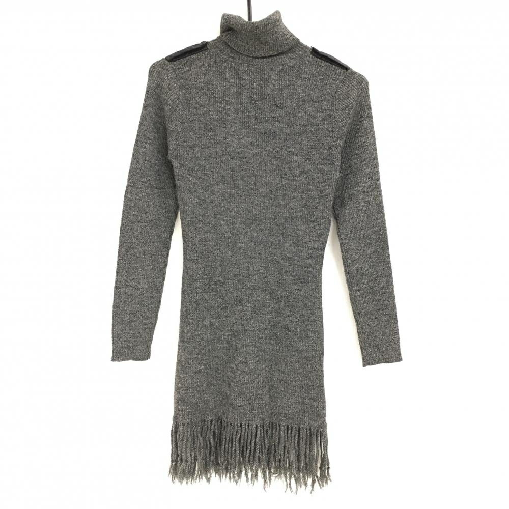 【超美品】カッパ ニットワンピース 杢グレー×黒 タートルネック ウール100％ レディース S ゴルフウェア Kappa