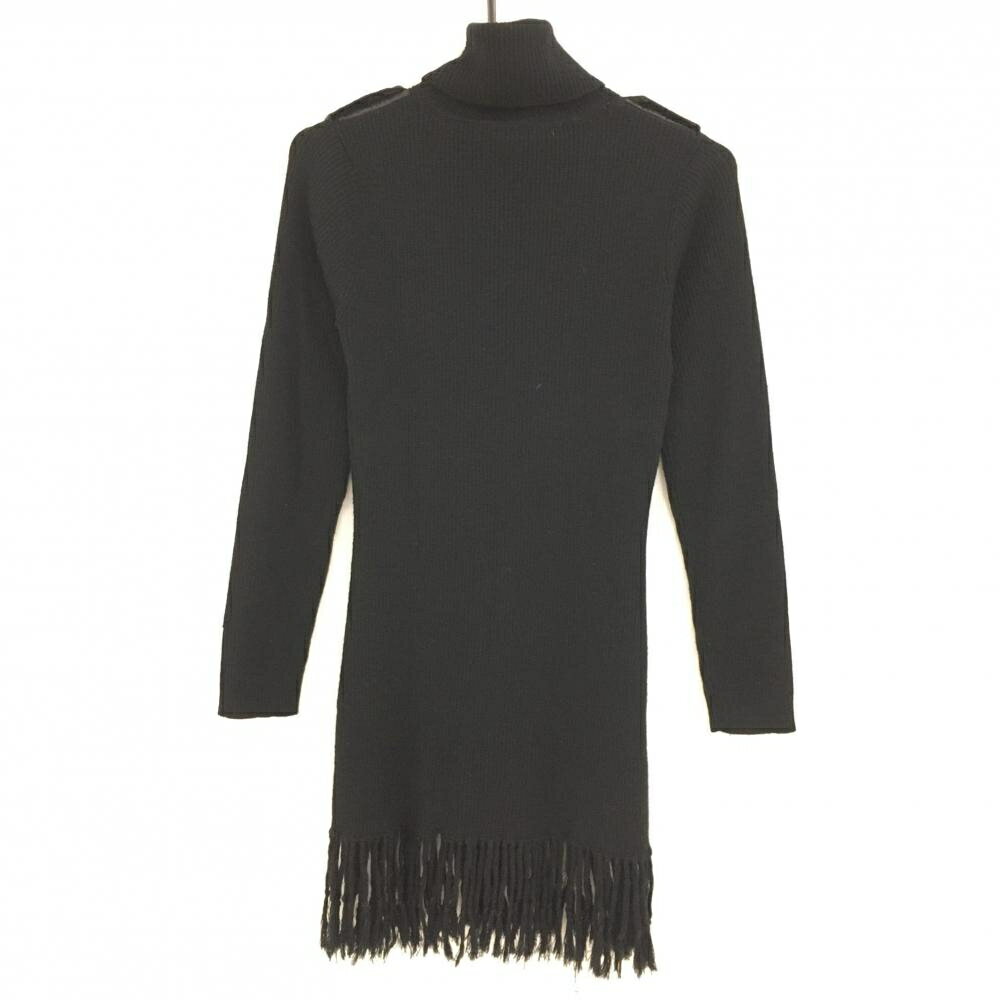 【超美品】カッパ ニットワンピース 黒 タートルネック ウール100％ レディース S ゴルフウェア Kappa