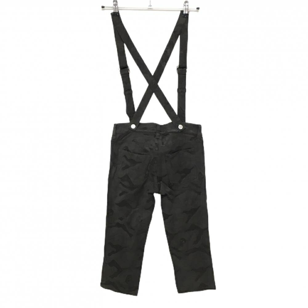 【美品】マークアンドロナ サスペンダー付半端丈パンツ カーキ 迷彩 カモフラ スカル レディース S ゴルフウェア MARK＆LONA