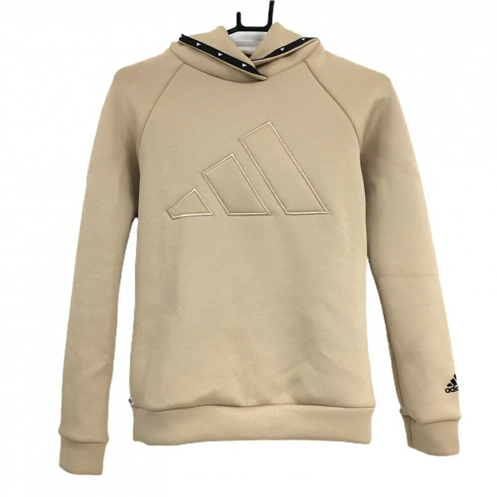 【美品】アディダス パーカー ベージュ ロゴ刺しゅう レディース S ゴルフウェア adidas