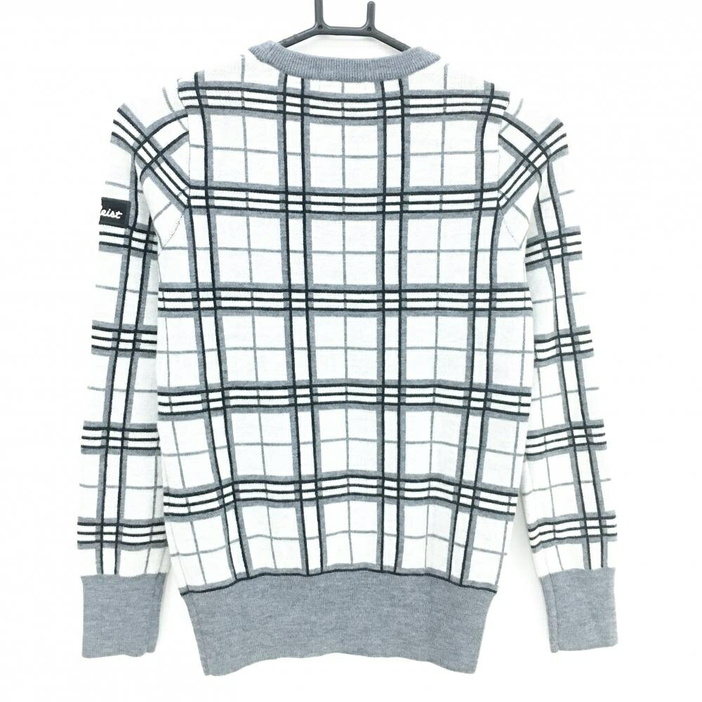 【超美品】タイトリスト セーター 白×グレー チェック ウール100% ニット レディース S ゴルフウェア TITLEIST