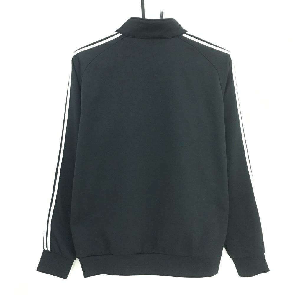 アディダス 長袖ハイネックシャツ 黒×白 袖3ライン ロゴ刺しゅう ハーフジップ メンズ S/P ゴルフウェア adidas