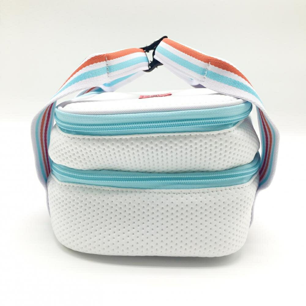 【新品】パーリーゲイツ 保冷カートバッグ 白×ライトブルー 二層式 バニティ型 メッシュ調 ロゴ刺しゅう ゴルフ PEARLY GATES